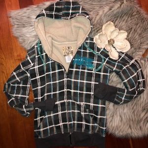 Billabong fuzzy lined zip up. Size small zip up
